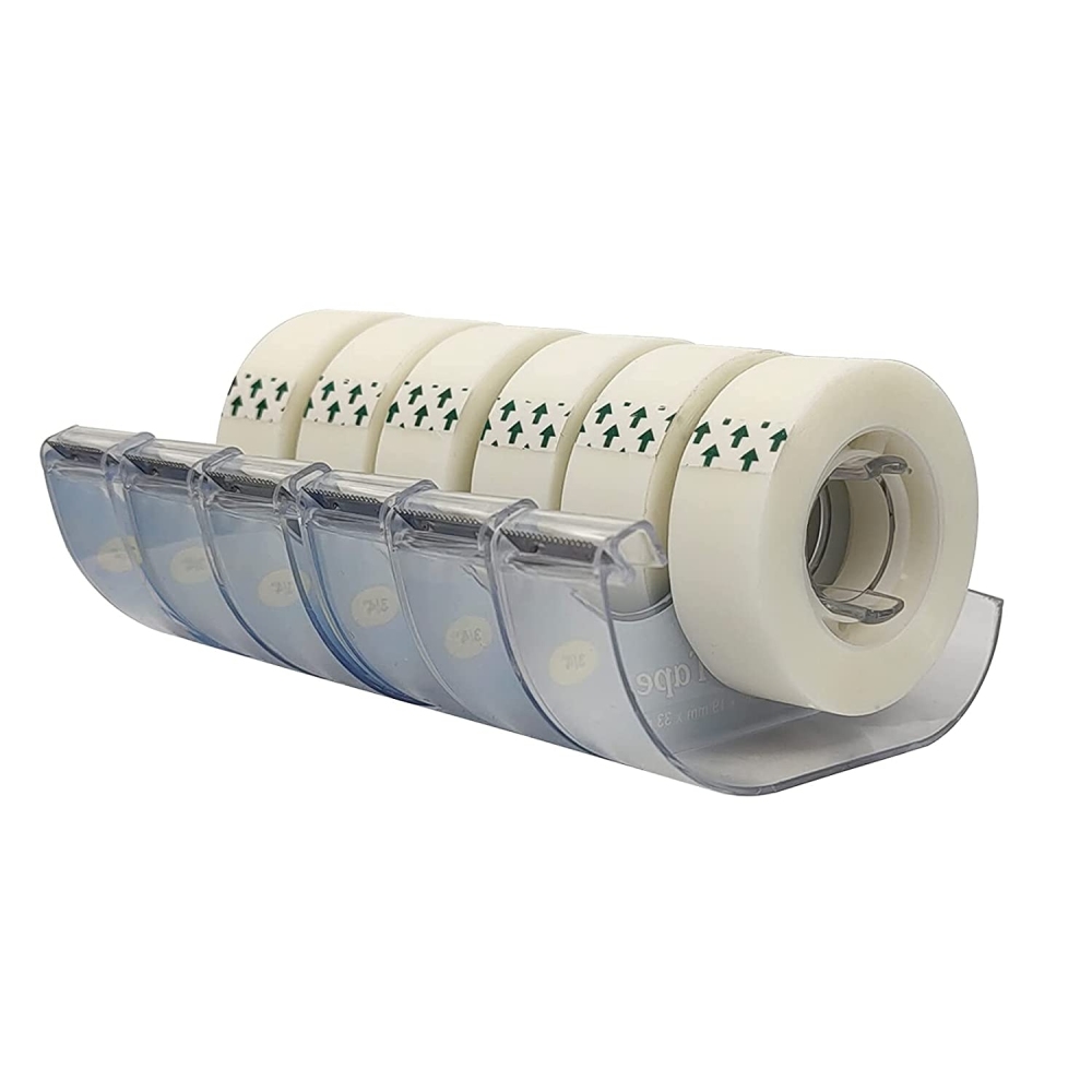 OFDISUPY Invisible Tape with Dispenser for Office Home School Use, 3/4 x 1296 Inches, Pack of 6, Frosted and Invisible on Paper, Great for Correction 