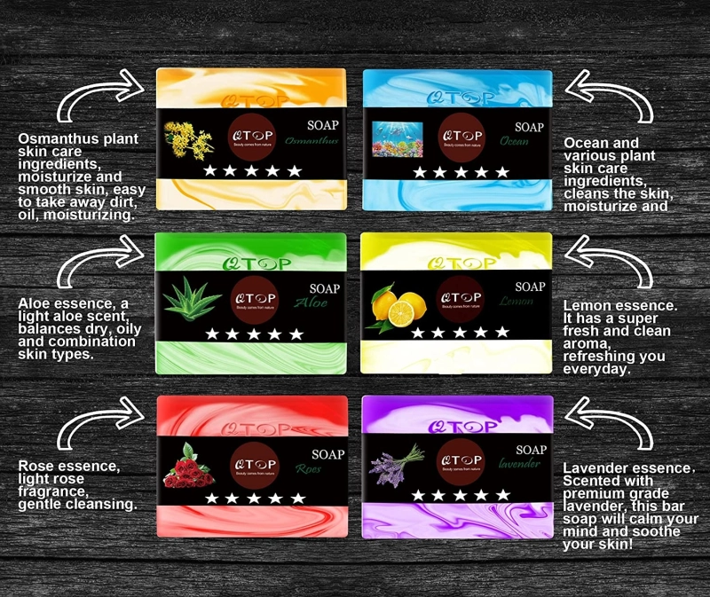 EDSRDLUZ 6pcs Total 32oz Natural Handmade Bar Soap with Vegetable Glycerin & Organic Ingredients, Deeply Clean and Moisture, Cloud Face Body Ha