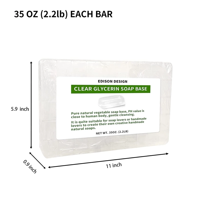EDSRDLUZ 2.2lb Clear Glycerin Soap Base DIY Handmade Soap with Vegetable Glycerin & Organic Ingredients Transparent Melt&Pour Soap Base for Soap Makin