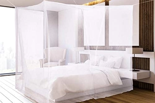 EDSRDLUZ No-See-Um mesh Square Conical Mosquito Net for Queen Even King Bed, 2 Entries Camping Screen House Grey Color Indoor & Outdoor Use