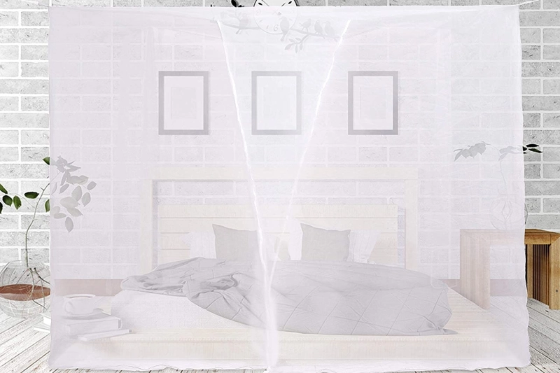 EDSRDLUZ No-See-Um mesh Square Conical Mosquito Net for Queen Even King Bed, 2 Entries Camping Screen House Grey Color Indoor & Outdoor Use