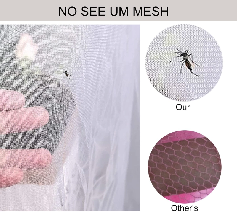 EDSRDLUZ No-See-Um mesh Square Conical Mosquito Net for Queen Even King Bed, 2 Entries Camping Screen House Grey Color Indoor & Outdoor Use