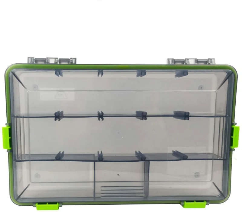 2PC Aventik Waterproof Fishing Tackle Boxes Hooks Storage Trags Organizer Box Transparent Adjustable Dividers Hold Terminal Fishing Tackle and Lure Box10.6X6.6X2inch