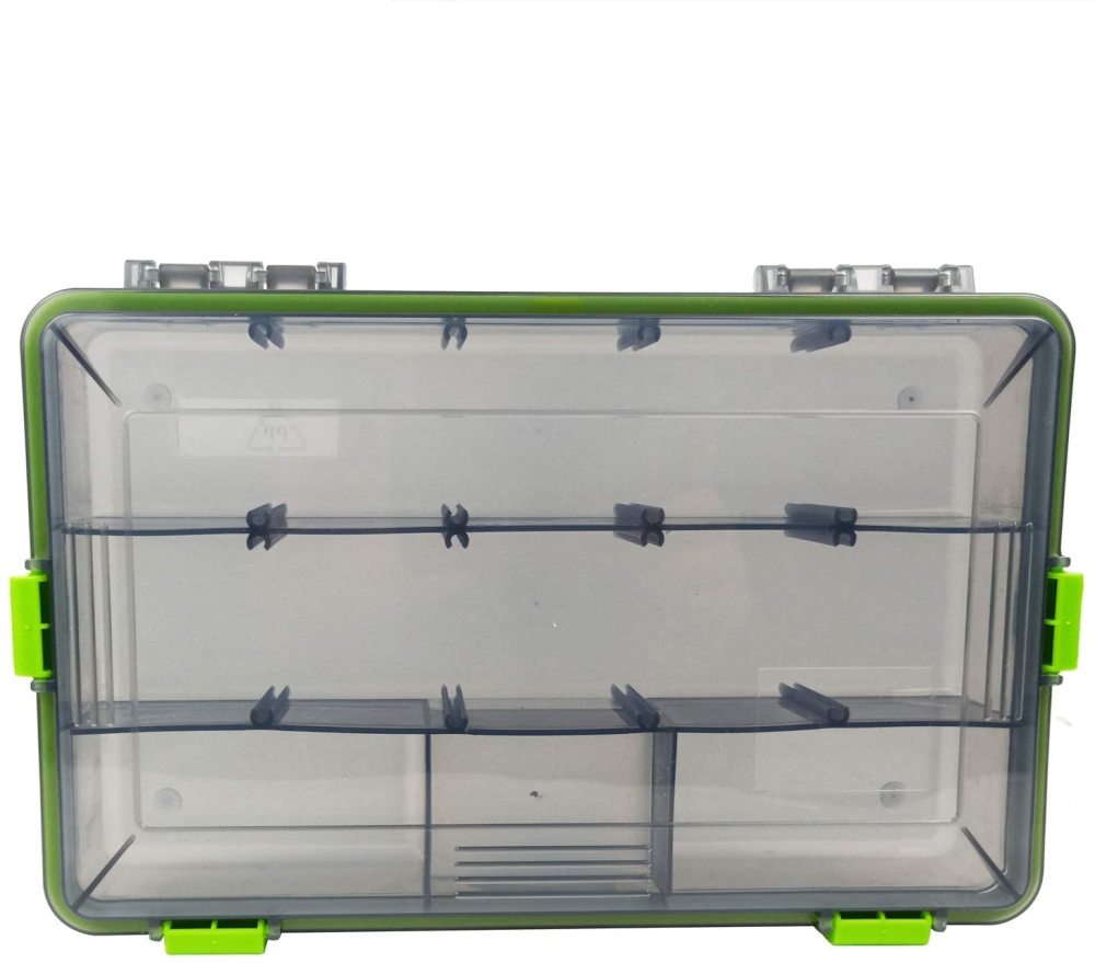 2PC Aventik Waterproof Fishing Tackle Boxes Hooks Storage Trags Organizer Box Transparent Adjustable Dividers Hold Terminal Fishing Tackle and Lure Box10.6X6.6X2inch