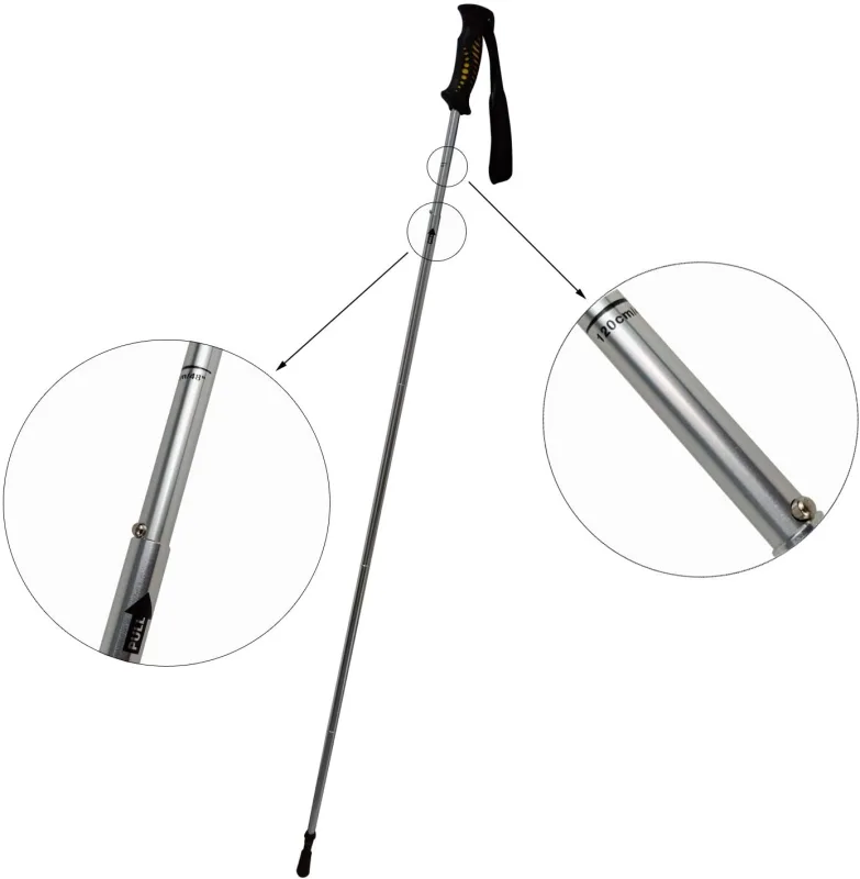Aventik Fold-able Wading Staff Water Depth Safety Warning Sign Coated Stainless Steel Core T7075 Aluminum Body Corrosion Resistance