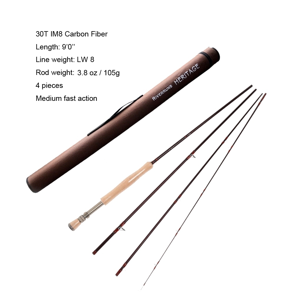 Aventik Fly Fishing rods IM8 Medium Fast Action Graphite Carbon Fly Rod &amp; Tube