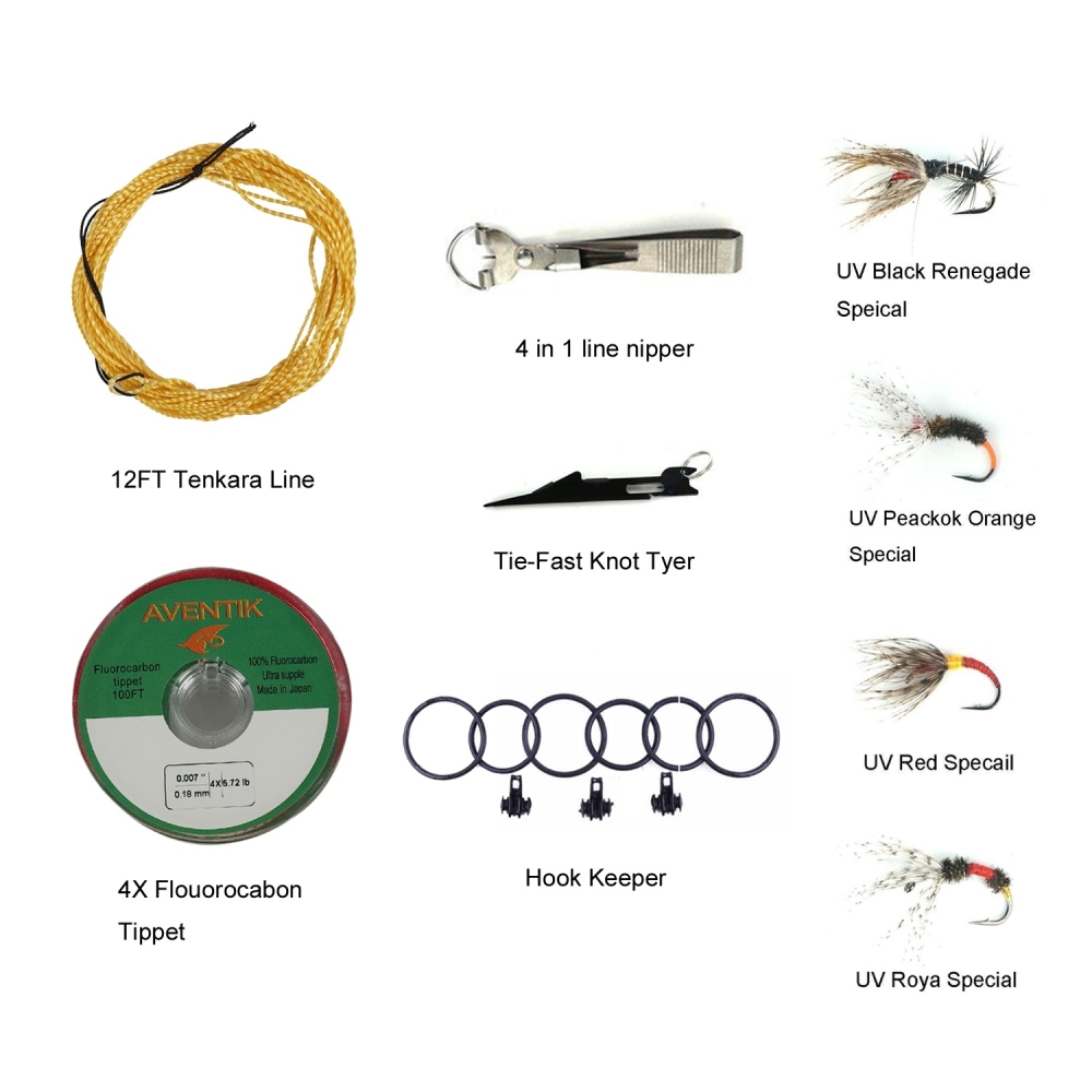 Aventik 2 size Mini Tenkara Rod Combo Fly Rod Telescoping Fishing Pole &amp; Line &amp; Fly &amp;Tool