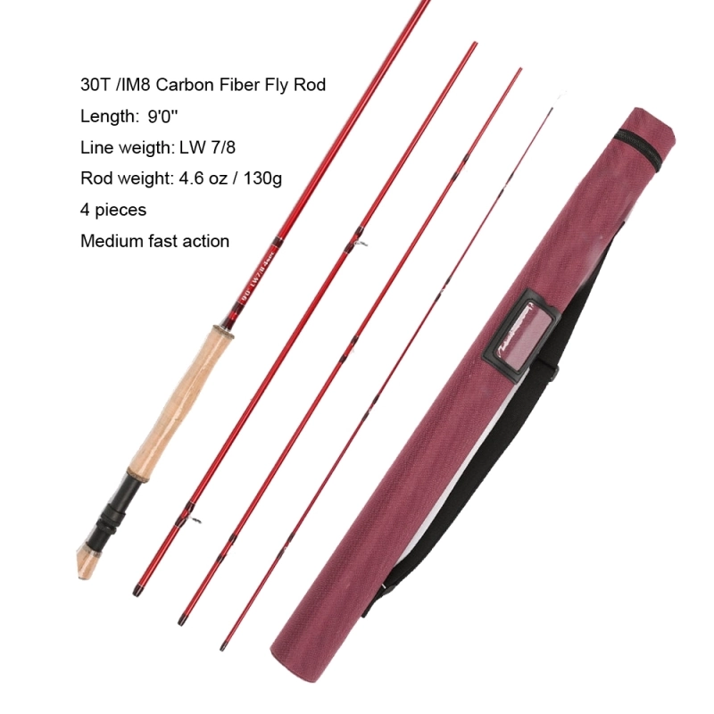 Aventik All Times IM8 Graphite 8.6/9/10ft 4pc Medium fast action Fly Fishing Rod with Cordura Rod Tube