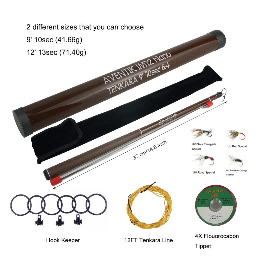 Aventik 2 size Mini Tenkara Rod Combo Fly Rod Telescoping Fishing Pole &amp; Line &amp; Fly