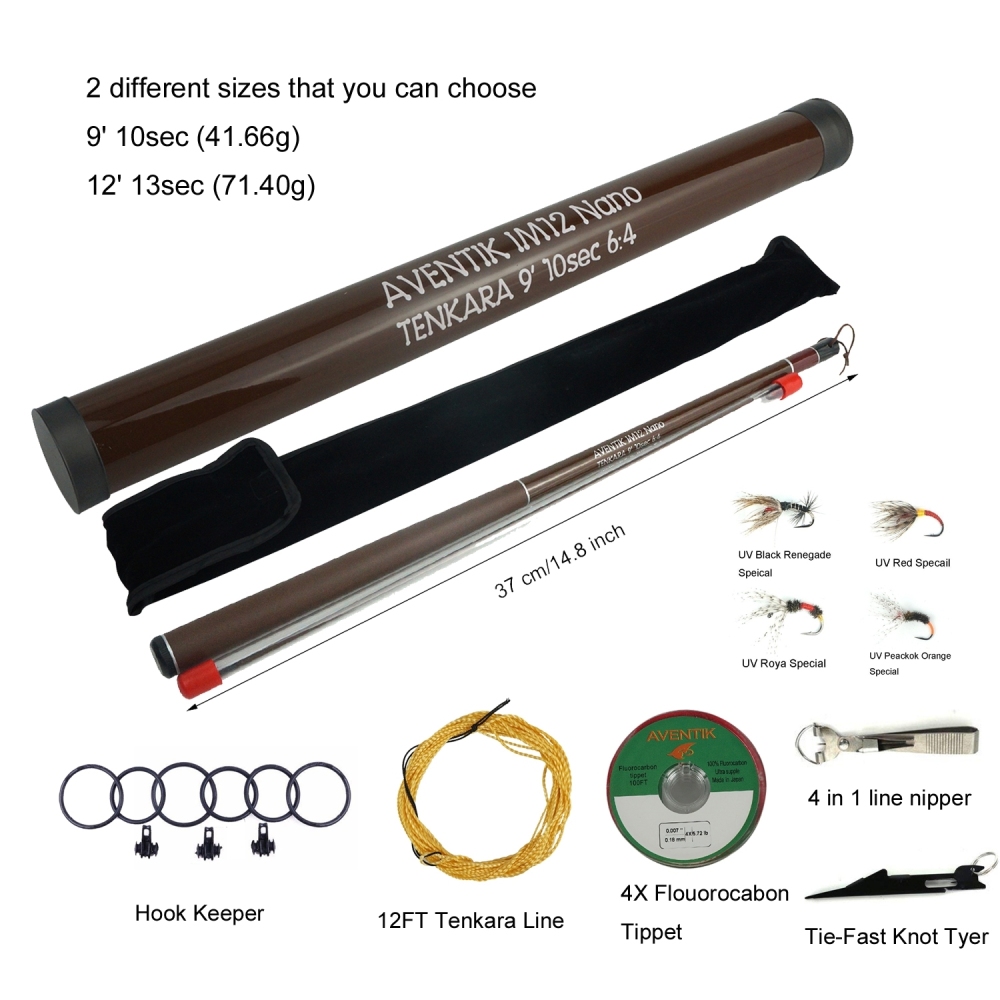 Aventik 2 size Mini Tenkara Rod Combo Fly Rod Telescoping Fishing Pole &amp; Line &amp; Fly &amp;Tool