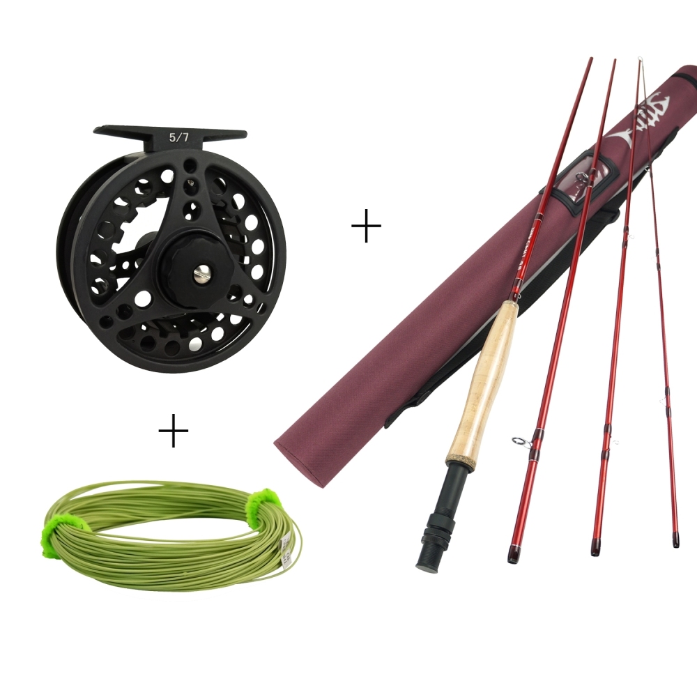 Aventik Fly Fishing Set Carbon Fiber #5/6 Fishing Rod and Fly Reel and Fly Line Combos With Rod Tube