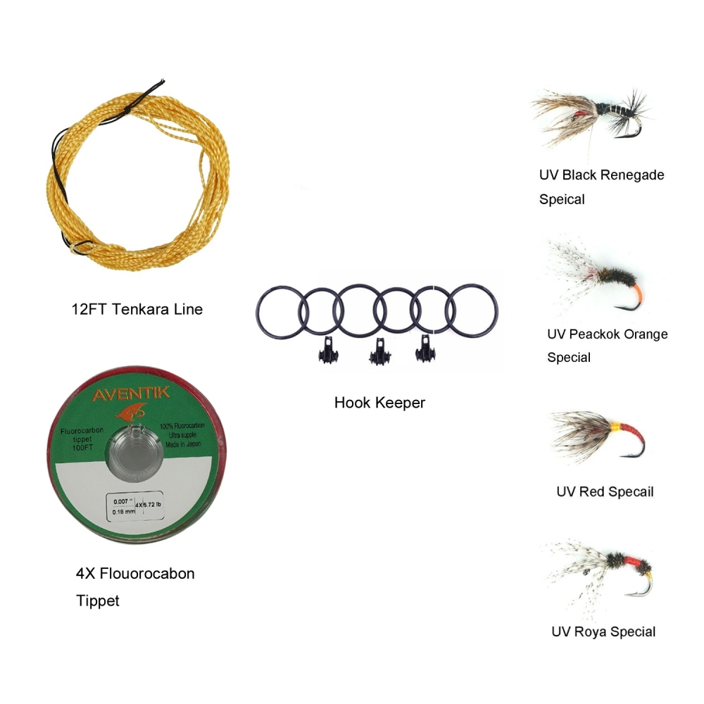 Aventik 2 size Mini Tenkara Rod Combo Fly Rod Telescoping Fishing Pole &amp; Line &amp; Fly