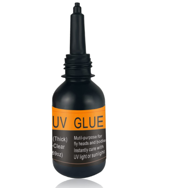 Riverruns UV Clear Glue Three Formula Thick,Thin and Super Flew +12 LED UV Power Light Fly Tying for Building Flies Flies Heads Bodies and Wings Tack Free