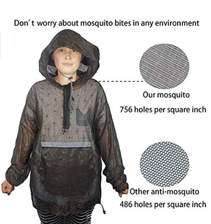 Aventik Mosquito Jacket No-See-Um Mesh, Super Light, One Size for All, Full Face Hood, Keep Safe Cool, UV Protection