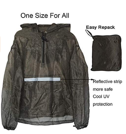 Aventik Mosquito Jacket No-See-Um Mesh, Super Light, One Size for All, Full Face Hood, Keep Safe Cool, UV Protection