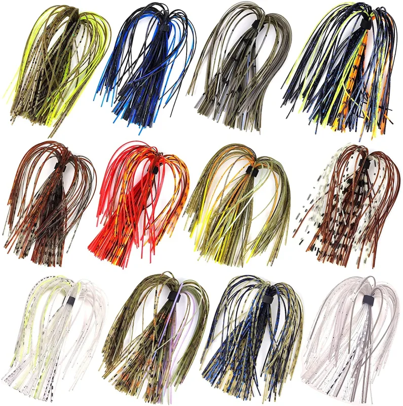 Riverruns Silicone Jig Skirts Fishing Lure Skirt Replacement for Spinnerbaits Bass Buzzbaits Fishing Jigs Fishing Lures Craw Jig Trailers Bass Skirts Casting Jigs Football