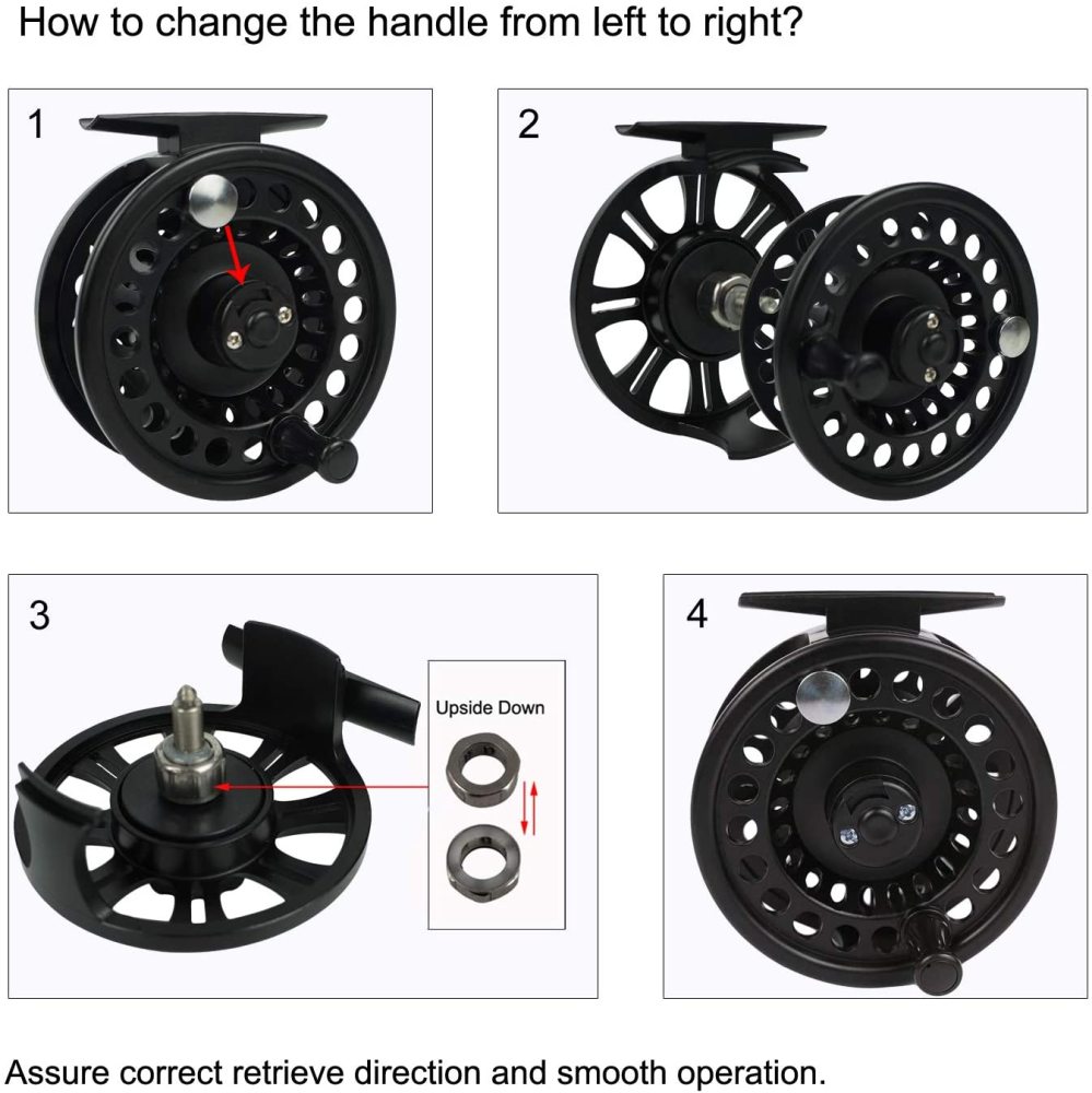 Aventik HVCE Graphite Fly Reel Center Drag System Classic III Graphite Large Arbor Sizes 3/4, 5/6, 7/8 Fly Fishing Reels