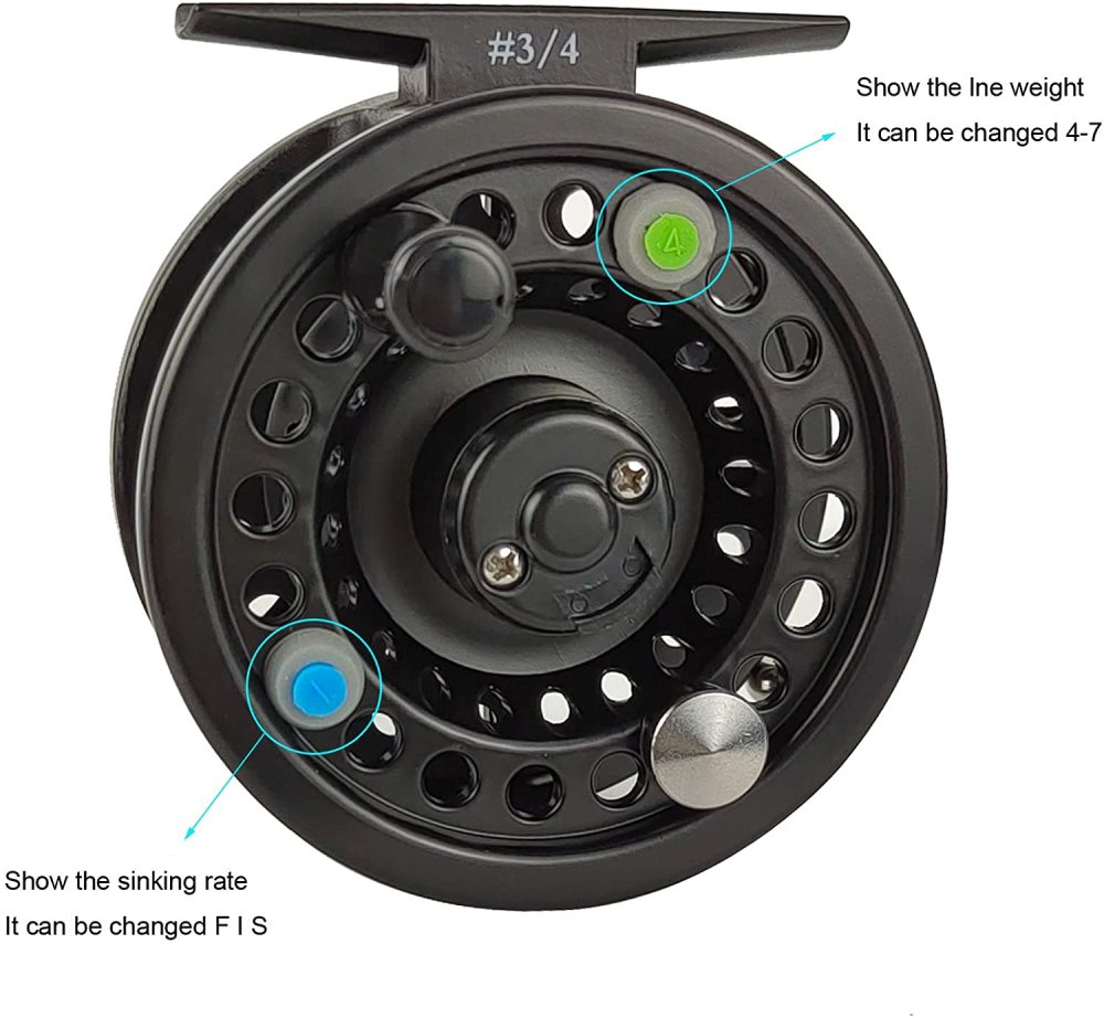 Aventik HVCE Graphite Fly Reel Center Drag System Classic III Graphite Large Arbor Sizes 3/4, 5/6, 7/8 Fly Fishing Reels