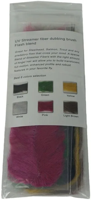 Riverruns UV Streamer Fiber Dubbing Brush, Flash Blend, Micro Leg Combo Pack Super Realistic Fly Tying Materials Proudly Made in Europe