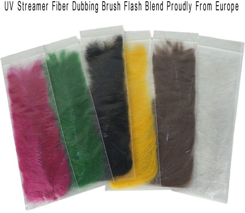 Riverruns UV Streamer Fiber Dubbing Brush, Flash Blend, Micro Leg Combo Pack Super Realistic Fly Tying Materials Proudly Made in Europe