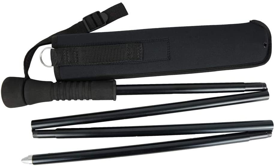 Aventik Fold-able Wading Staff Water Depth Safety Warning Sign Coated Stainless Steel Core T7075 Aluminum Body Corrosion Resistance