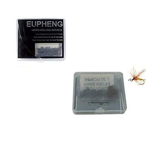 Eupheng 150pcs Quick Change Fly Fishing Snaps Stainless Steel, Fishing swivels, Fast Easy & Secure, Hook Snaps for Flies, Jigs, Lures, Great Value Pack