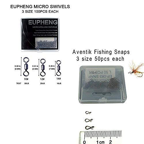 Eupheng 150pcs Quick Change Fly Fishing Snaps Stainless Steel, Fishing swivels, Fast Easy & Secure, Hook Snaps for Flies, Jigs, Lures, Great Value Pack
