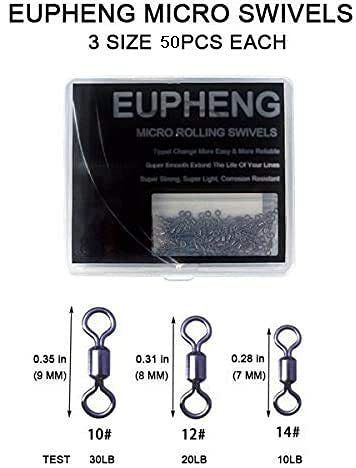 Eupheng 150pcs Quick Change Fly Fishing Snaps Stainless Steel, Fishing swivels, Fast Easy & Secure, Hook Snaps for Flies, Jigs, Lures, Great Value Pack