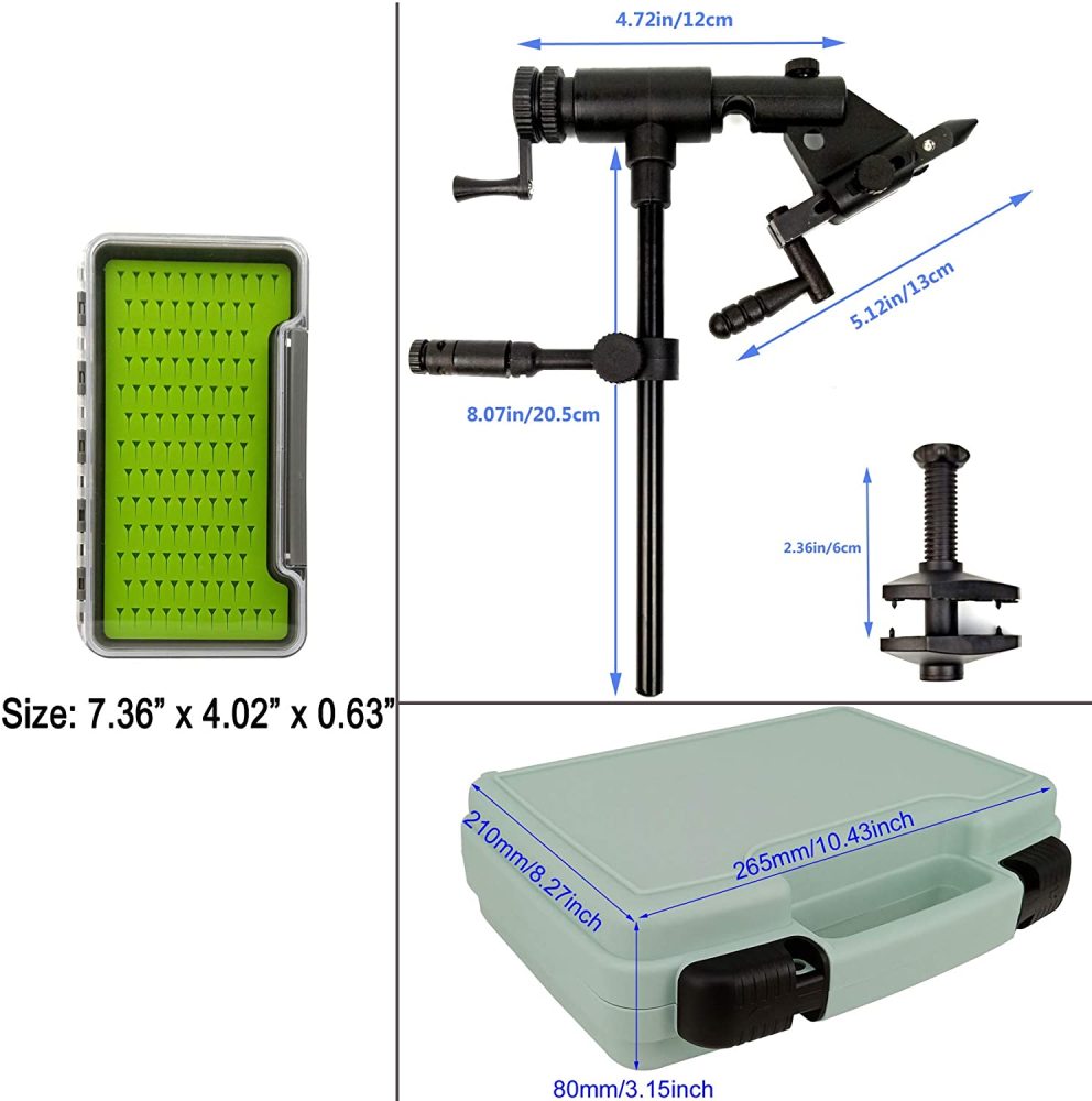 Aventik Riverruns Fly Tying Kit- Fly Tying Vise with 1 Steamer Box and 1 Pocket Fly Box, Excellent Combo for Fly Tying