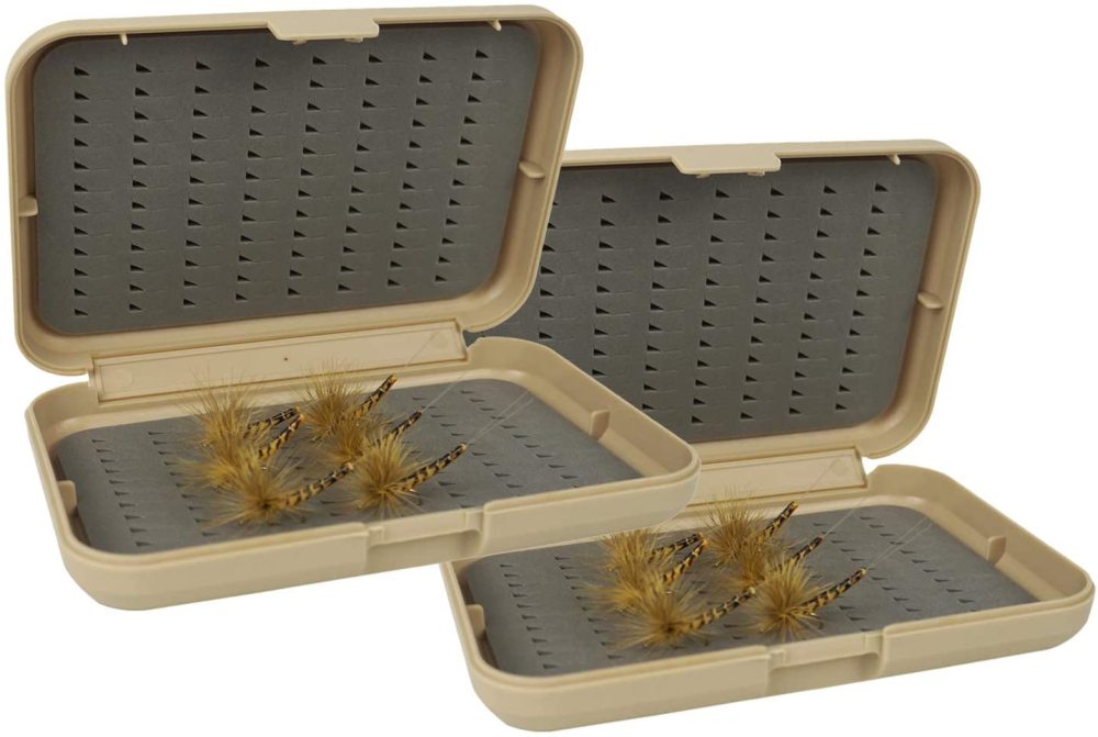 2pcs Aventik Fly Fishing Boxes Fishing Tackle Storage Case Trays Hook Box with Foams or with Compartments 5.51X3.74X1.1inch/14X9.5X2.8cm
