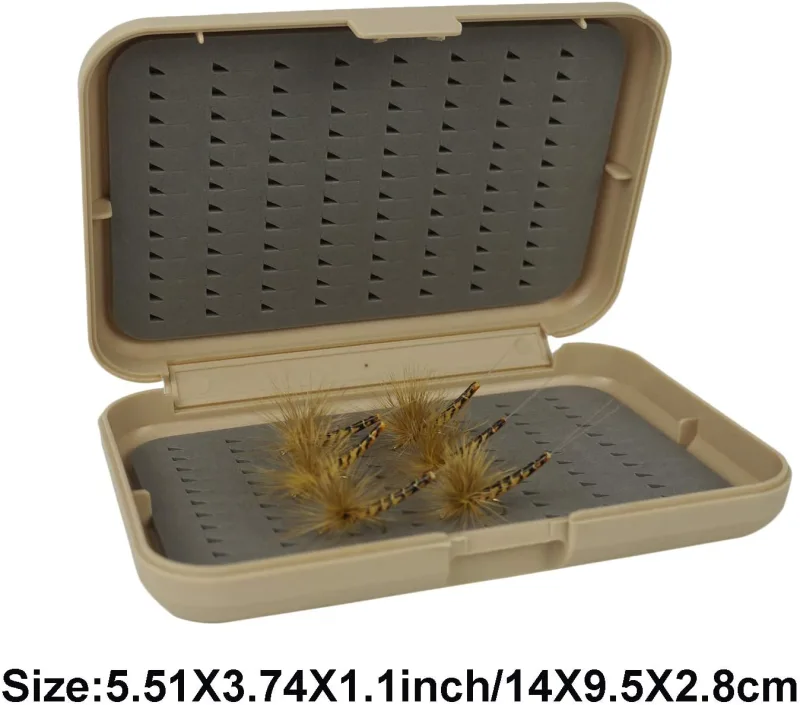 2pcs Aventik Fly Fishing Boxes Fishing Tackle Storage Case Trays Hook Box with Foams or with Compartments 5.51X3.74X1.1inch/14X9.5X2.8cm