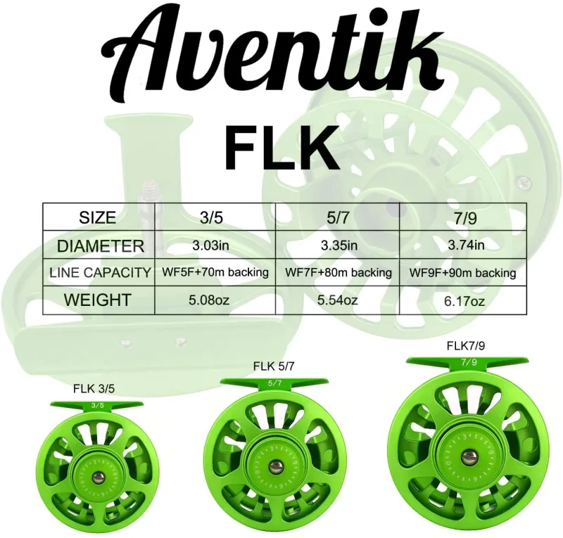 Z Aventik FLK Fly Fishing Reel Aluminum Trout 3/5, 5/7, 7/9wt Large Arbor Freshwater  Fly Reel