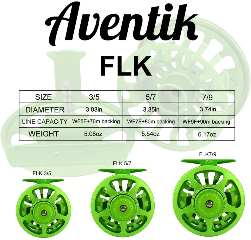 Aventik Troutscale Fly Reel 5/7wt Super Large Arbor Fly Fishing Reel Fresh  Water and Salt Water Aluminum Fly Reel