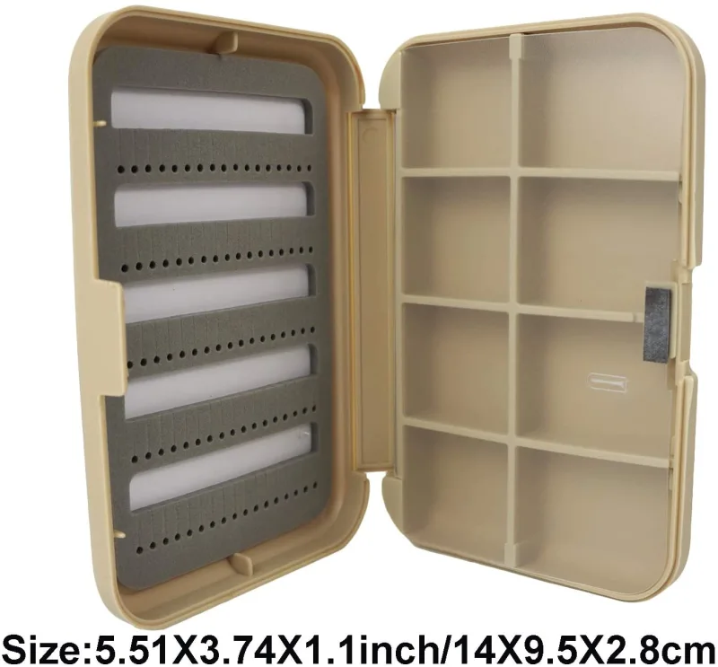 2pcs Aventik Fly Fishing Boxes Fishing Tackle Storage Case Trays Hook Box with Foams or with Compartments 5.51X3.74X1.1inch/14X9.5X2.8cm