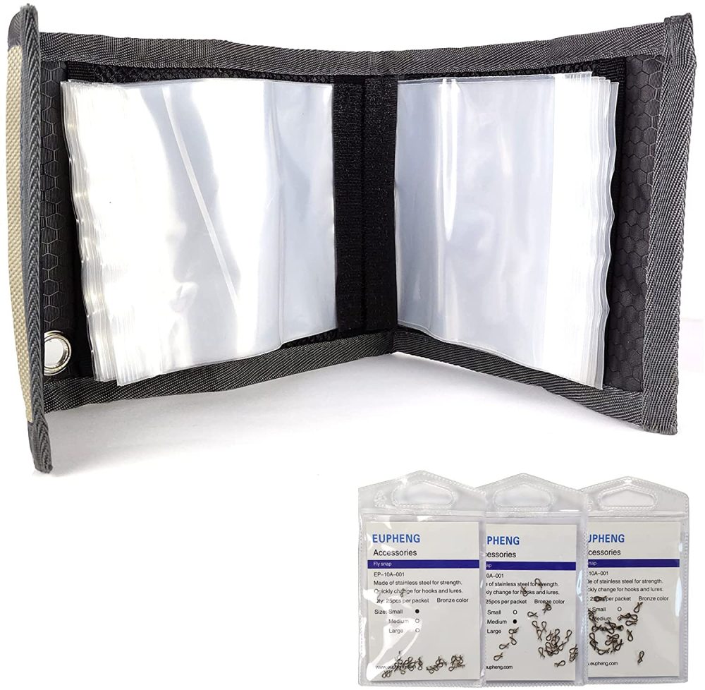 Eupheng High Grade10 Clear Pocket Leader Wallet Size 4X4 inch Fly Fishing Tippet Case Tippet Storage Fly Fishing Great for Pre-Tied Carp and Catfish Rigs with Fly Fishing Snaps
