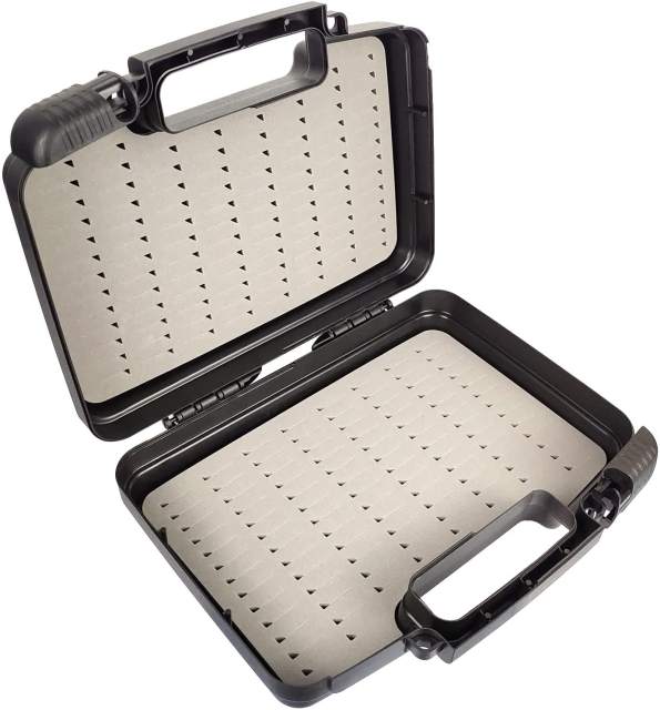 Streamer Fly Boxes Click Lock Large Streamer Foams Fishing Tackle Box Boating Fishing Box 10.43X8.27X3.15inch (Boat box M-Grey)