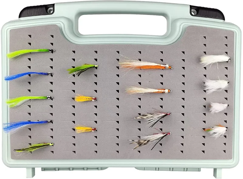 Streamer Fly Boxes Click Lock Large Streamer Foams Fishing Tackle Box Boating Fishing Box 10.43X8.27X3.15inch (Boat box M-Grey)