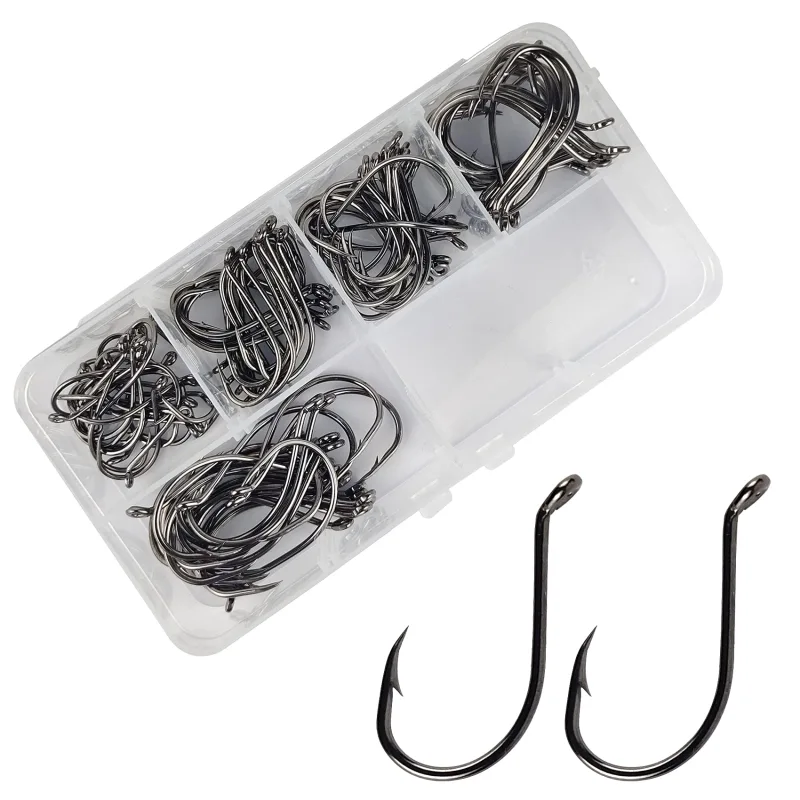 Eupheng EP-8299 50PCS Or 100PCS Assortment 8# to 9/0# Octopus Beak Offset Fishing Hooks High Carbon Steel Black Nickel Red Great Value Pack