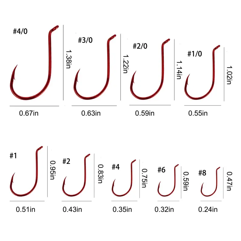 Eupheng EP-8299 50PCS Or 100PCS Assortment 8# to 9/0# Octopus Beak Offset Fishing Hooks High Carbon Steel Black Nickel Red Great Value Pack