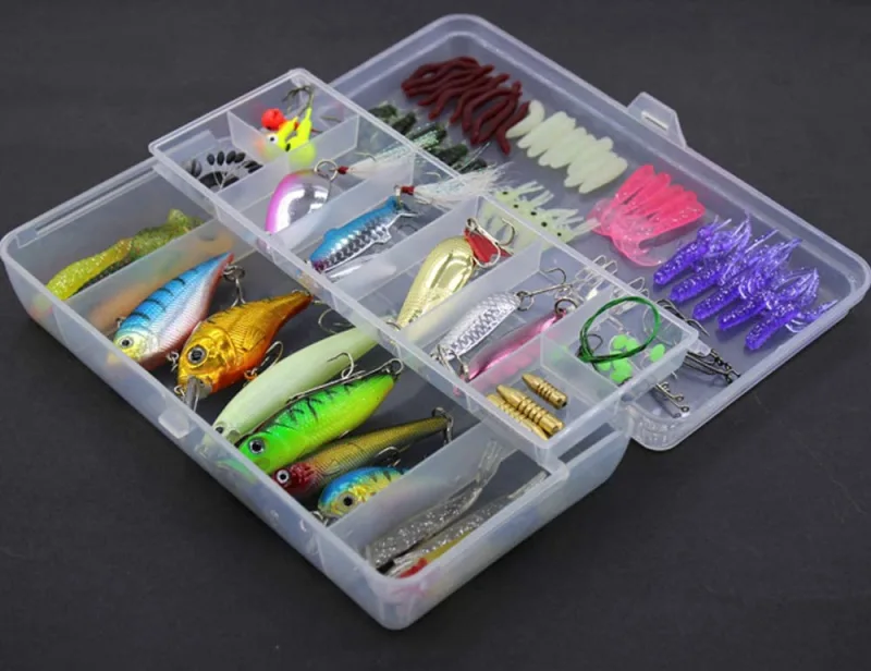 Eupheng Fishing Lures Kit Set for Bass Trout Salmon Including Spoon Lures Soft Plastic Worms CrankBait Jigs Topwater Lures (80pcs Lure Kits)