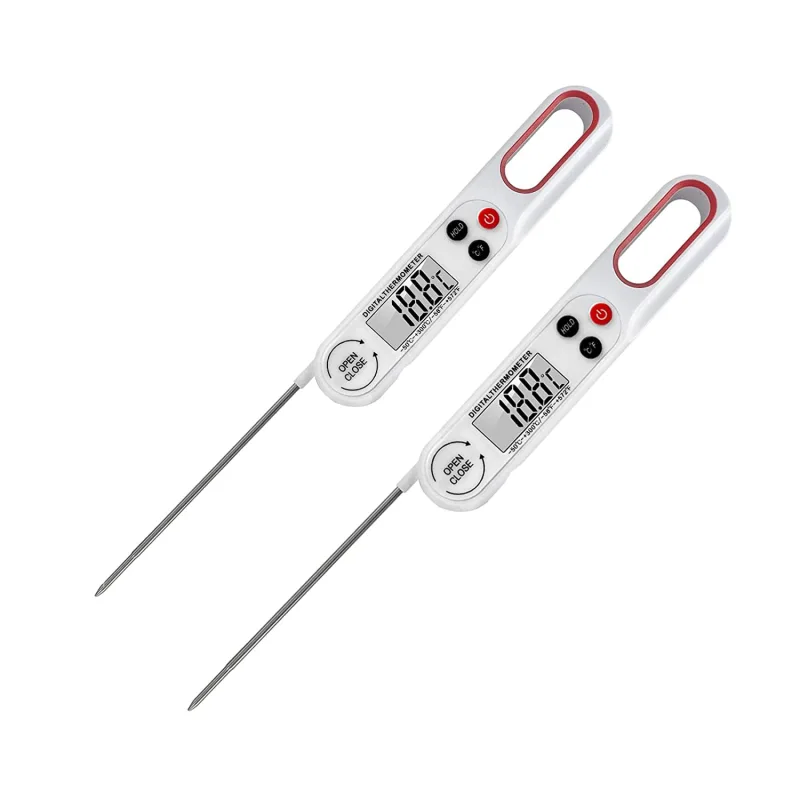 Waterproof Digital Instant-Reading Meat Thermometer Quick and Accurate Barbecue Food Thermometer with Flexible Foldable Probe, for Barbecue, Frying and Kitchen Cooking