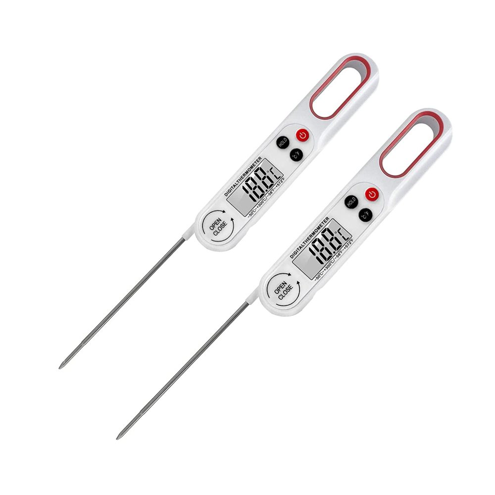 Waterproof Digital Instant-Reading Meat Thermometer Quick and Accurate Barbecue Food Thermometer with Flexible Foldable Probe, for Barbecue, Frying and Kitchen Cooking