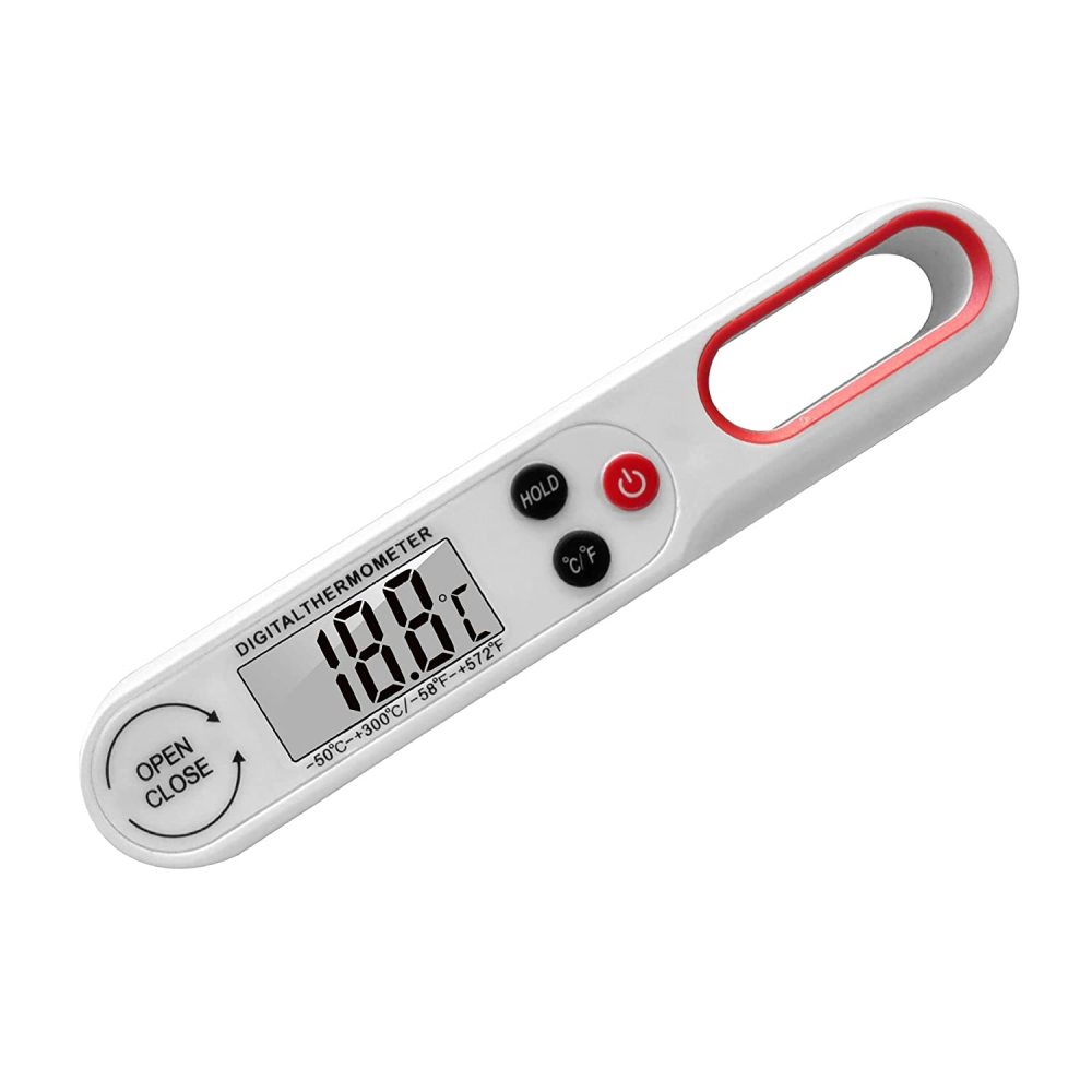Waterproof Digital Instant-Reading Meat Thermometer Quick and Accurate Barbecue Food Thermometer with Flexible Foldable Probe, for Barbecue, Frying and Kitchen Cooking