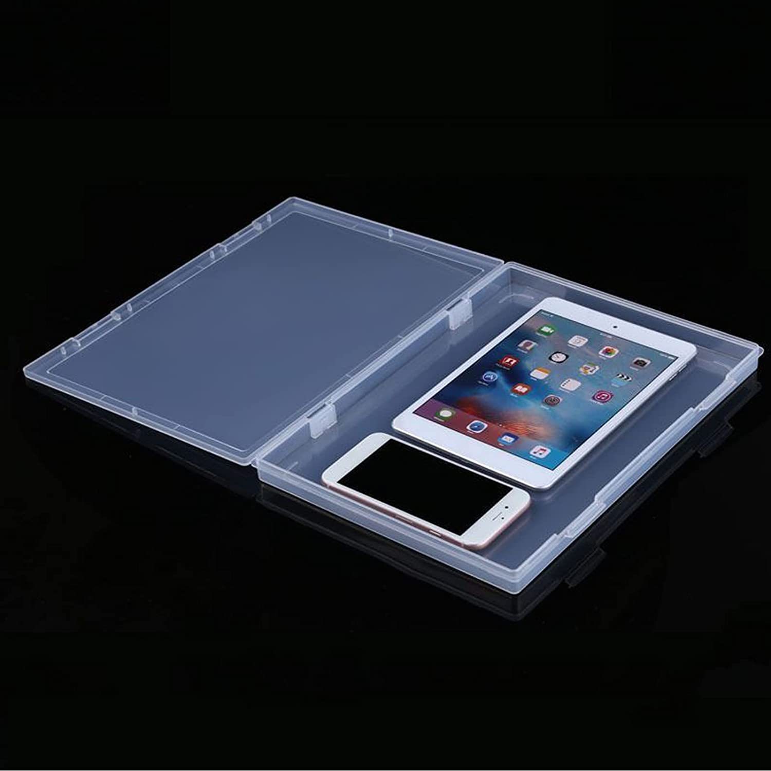 2 PACK A4 Clear Plastic Paper Organizer Case Document Box Paper Protector Desk Paper Organizers Case Office Supplies Holder Storage
