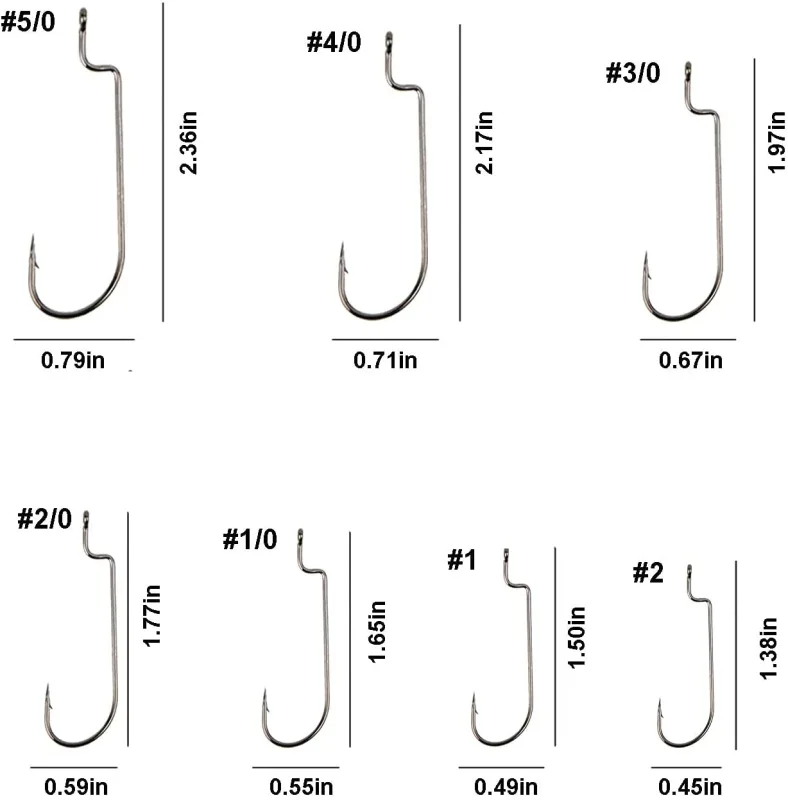 Eupheng EP-PSJW121 Worm Hook Assortment Ultimate Point Wide Gap Chemical Sharpening Black Nickle Plated Fishing Hook 100PCS Or 120PCS Great Value Pack