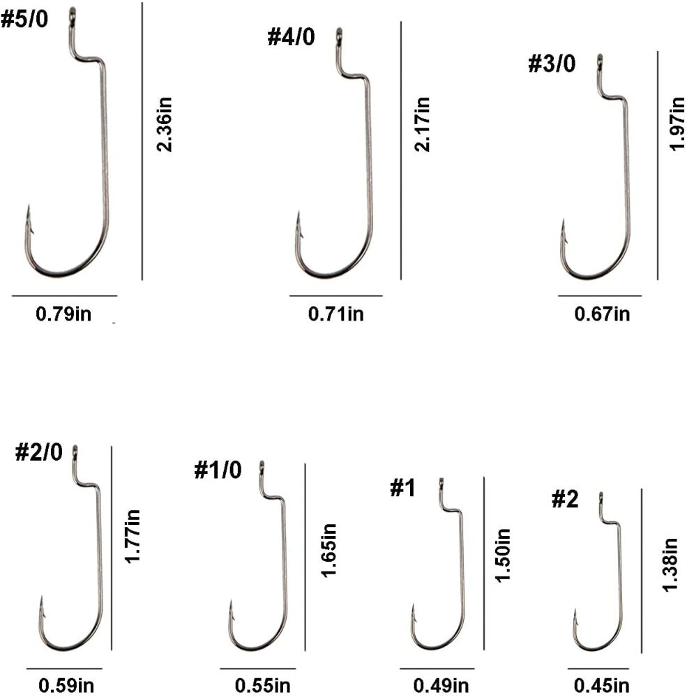 Eupheng EP-PSJW121 Worm Hook Assortment Ultimate Point Wide Gap Chemical Sharpening Black Nickle Plated Fishing Hook 100PCS Or 120PCS Great Value Pack