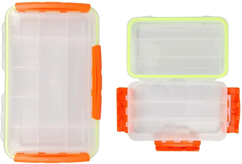 Eupheng 2pc Fishing Tackle Storage Trags Organizer Boxes Transparent Adjustable Dividers Hold Terminal Fishing Tackle and Lures Boxes 10.6''X6.6''X2''
