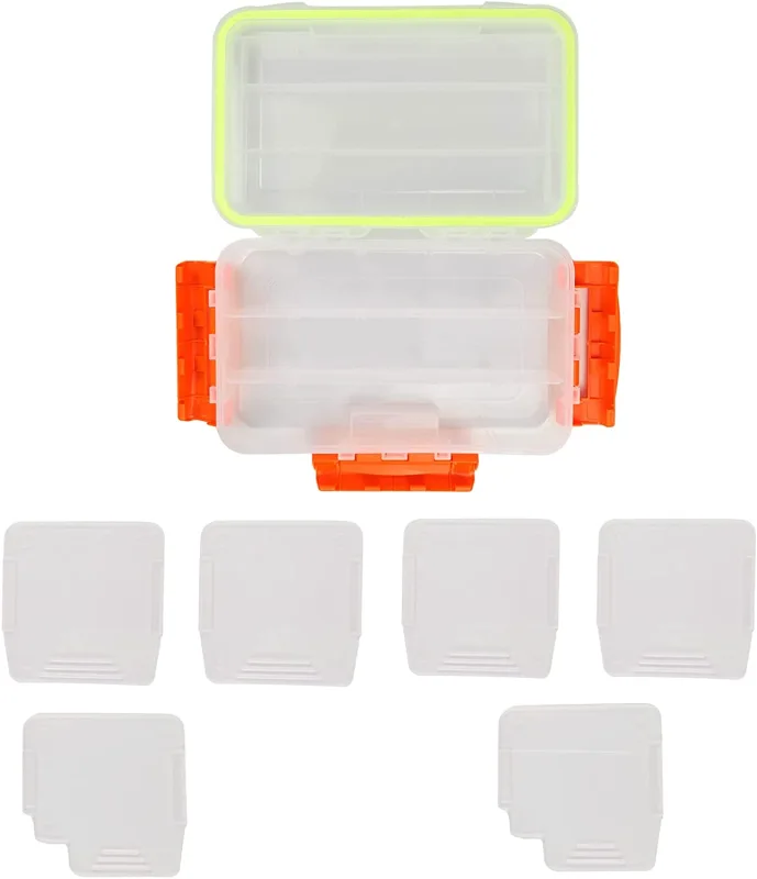 Eupheng 2pc Fishing Tackle Storage Trags Organizer Boxes Transparent Adjustable Dividers Hold Terminal Fishing Tackle and Lures Boxes 10.6''X6.6''X2''