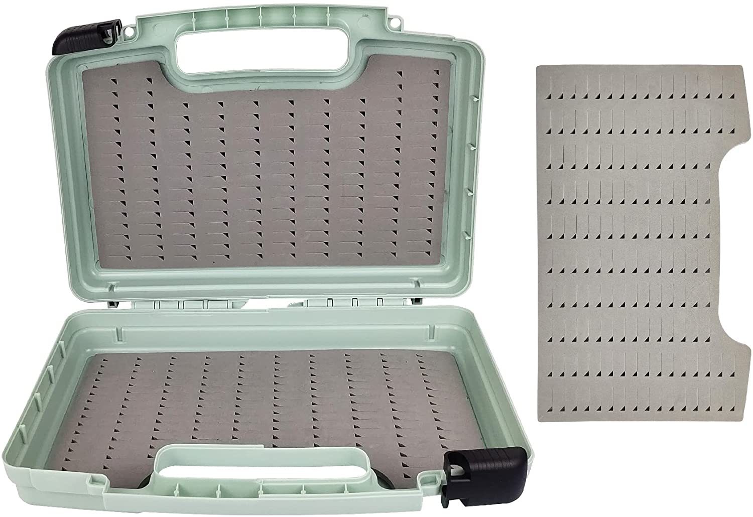 Streamer Fly Boxes Click Lock Large Streamer Foams Fishing Tackle Box Boating Fishing Box 10.43X8.27X3.15inch (Boat box M-Grey)