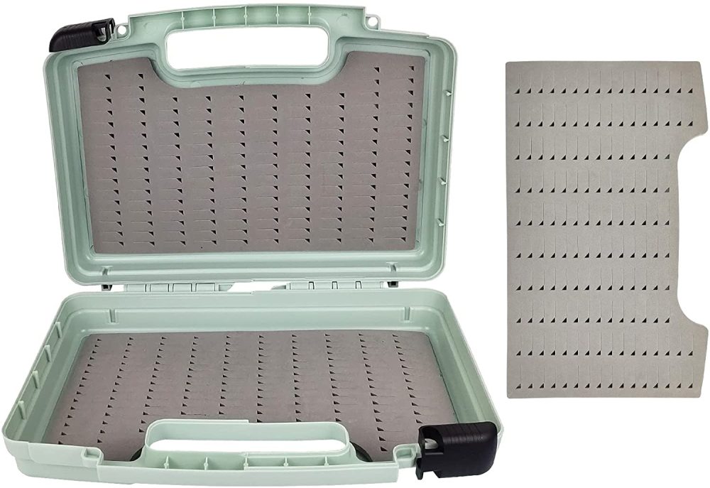 Streamer Fly Boxes Click Lock Large Streamer Foams Fishing Tackle Box Boating Fishing Box 10.43X8.27X3.15inch (Boat box M-Grey)